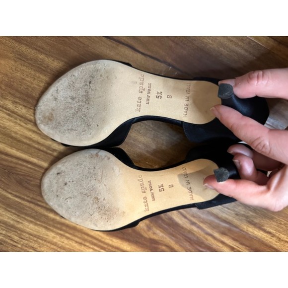 kate spade | Shoes | Kate Spade Evie Black Satin Dorsay Open  Kate Spade Evie Black Satin D\'Orsay Open Toe Heels Size 5.5